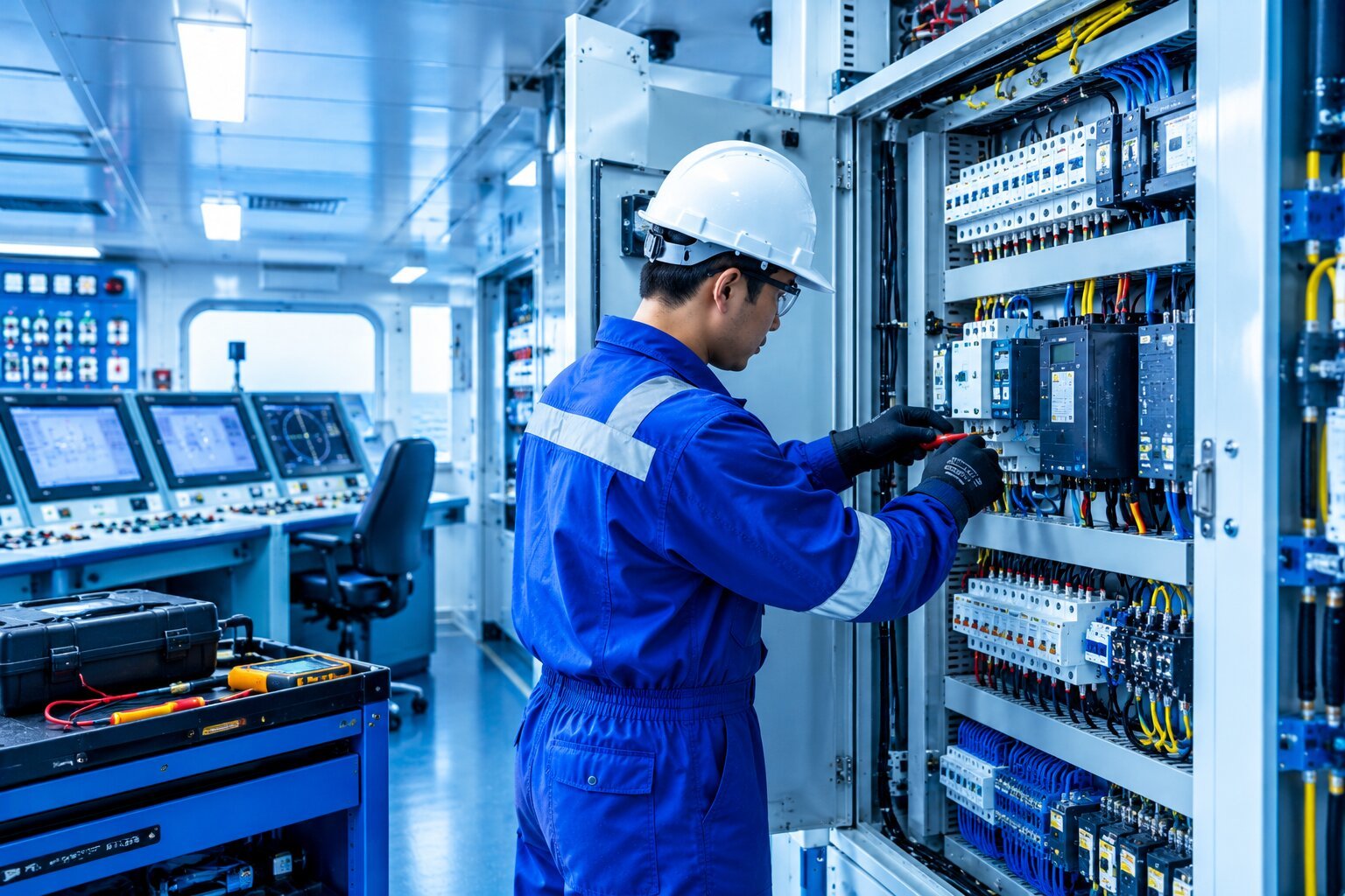 Marine electrical and automation service for shipboard power and control systems